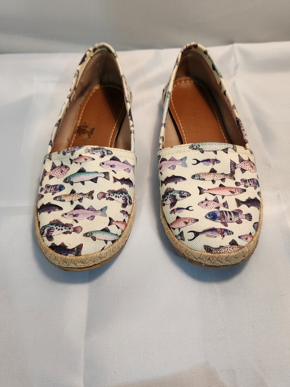 Kaanas Multi Fish Print Canvas Espadrille Flats